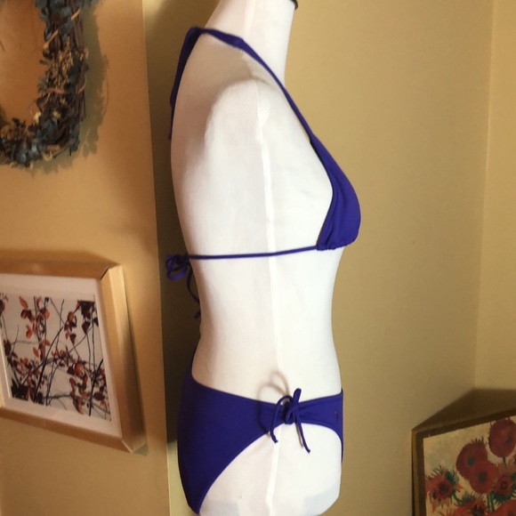 VTG Y2K RALPH LAUREN size XS Beaded Vivid Violet Padded Bra Triangle Bikini SEXY - Picture 3 of 11